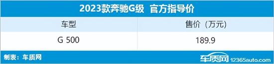 新款奔驰G500上市 售价189.9万元