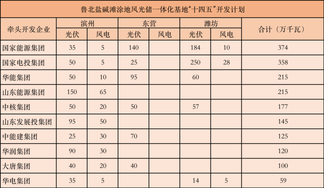 18.88GW！鲁北盐碱滩涂风光基地名单：国家能投、国家电投、华能、山东能源等领衔