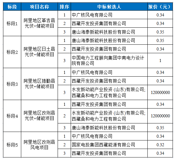 中广核、海泰、西藏开投等入围！西藏阿里地区2023年保障性风电、光伏项目中标候选人公示