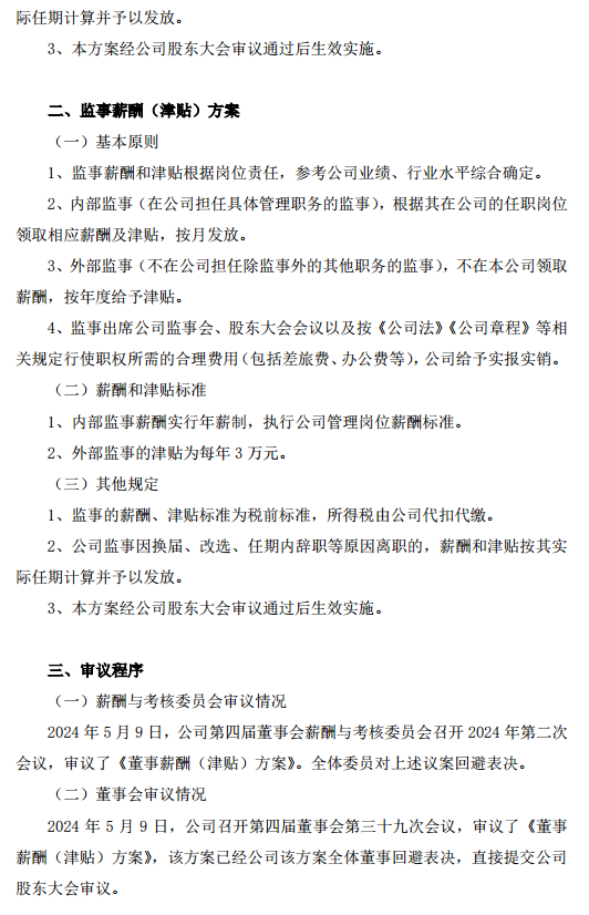 恒润股份发布董事、监事薪酬(津贴)方案！