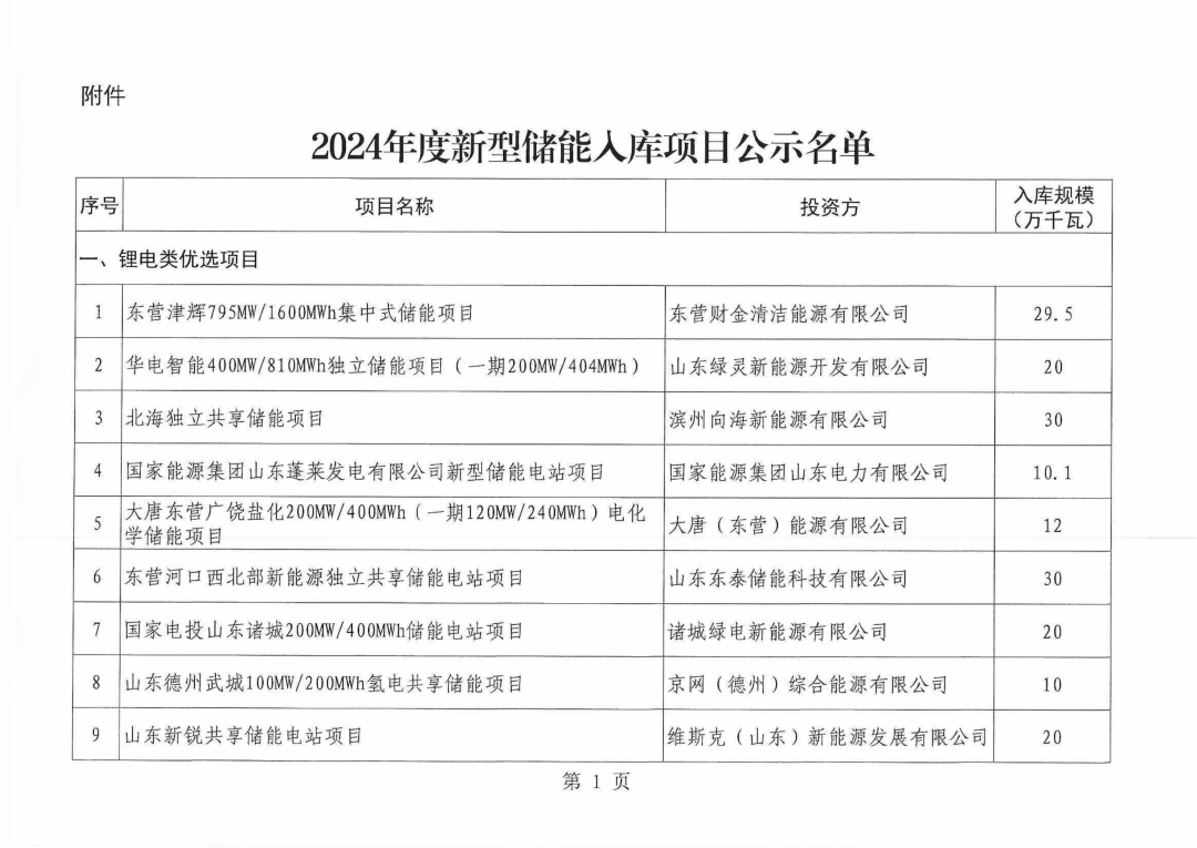 锌溴液流储能电站入选山东2024年度新型储能入库项目