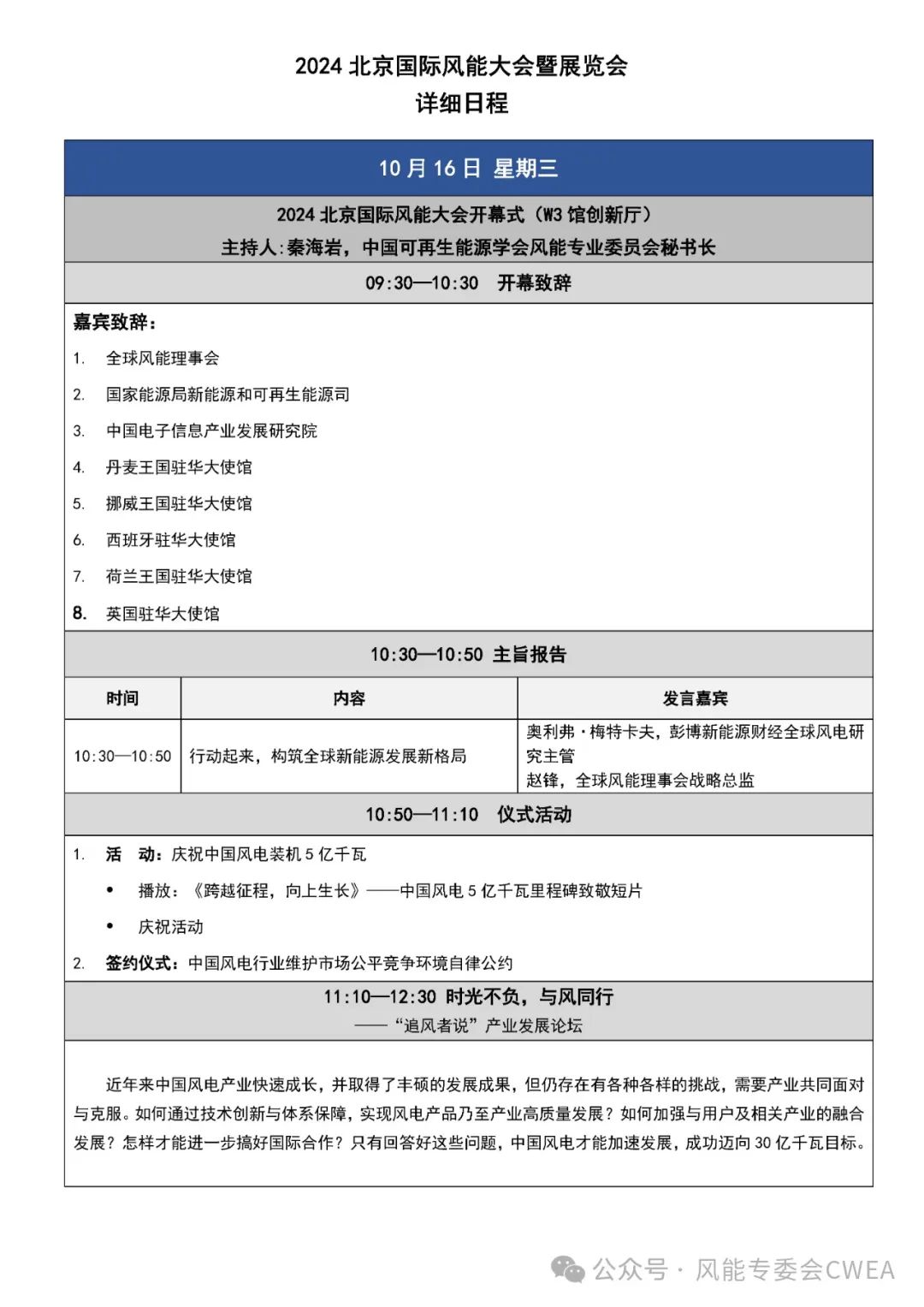 2024北京国际风能大会暨展览会（CWP2024）中英文详细日程发布