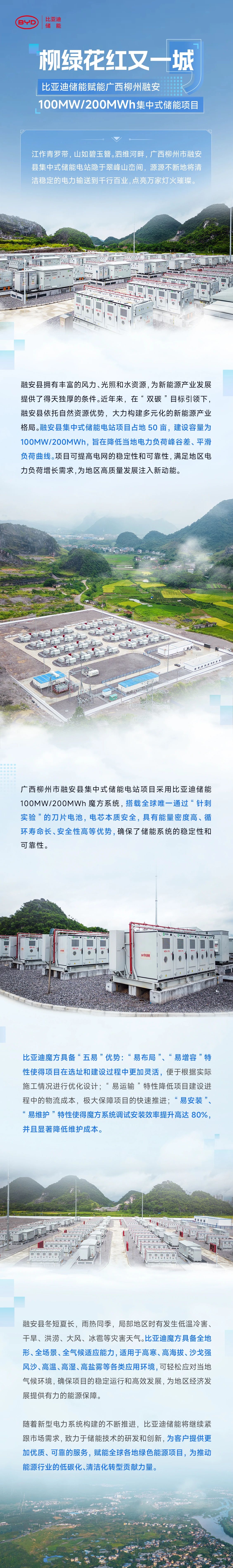 100MW/200MWh！比亚迪赋能广西柳州融安集中式储能项目稳定运行